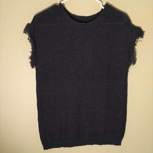 Passports, Navy Blue Top w/Fringe Sleeves, Medium 1 - CLOSET CLEAN OUT SALE!!!